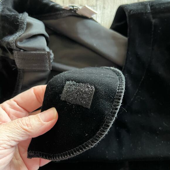 Susan Graver Black Velour Shift Dress Size Large 3/4 Rouch sleeve Stretch - Picture 10 of 11